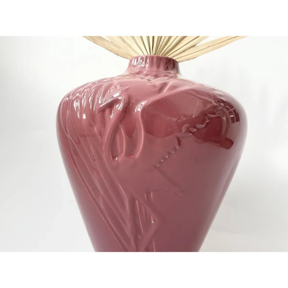 Mauve Pink Crane Embossed XL Tall Vintage Midcentury Royal Haeger Vintage Vase